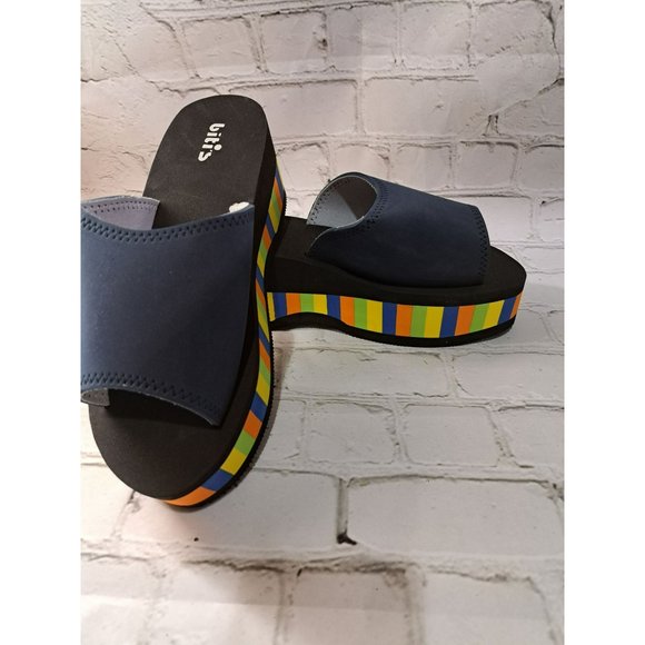 BITIS Super cool lightweight LNavy with bright color accent heels platform sanda - Picture 1 of 4